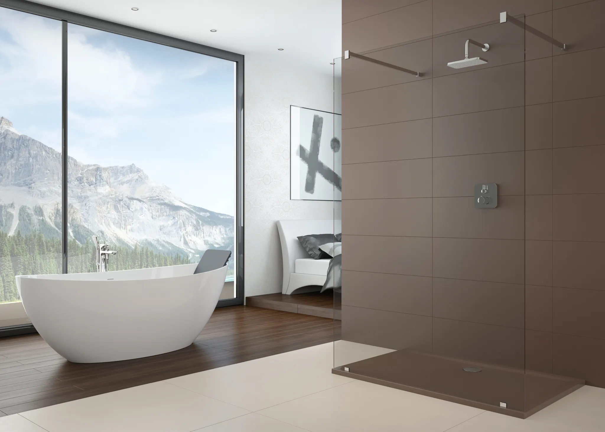 Hoesch Vorwand-Walk-In-Duschkabine „One & One“ Profile eloxal silber, H: 2100 mm Hoesch Vorwand-Walk-In-Duschkabine „One & One“ Profile eloxal silber, H: 2100 mm