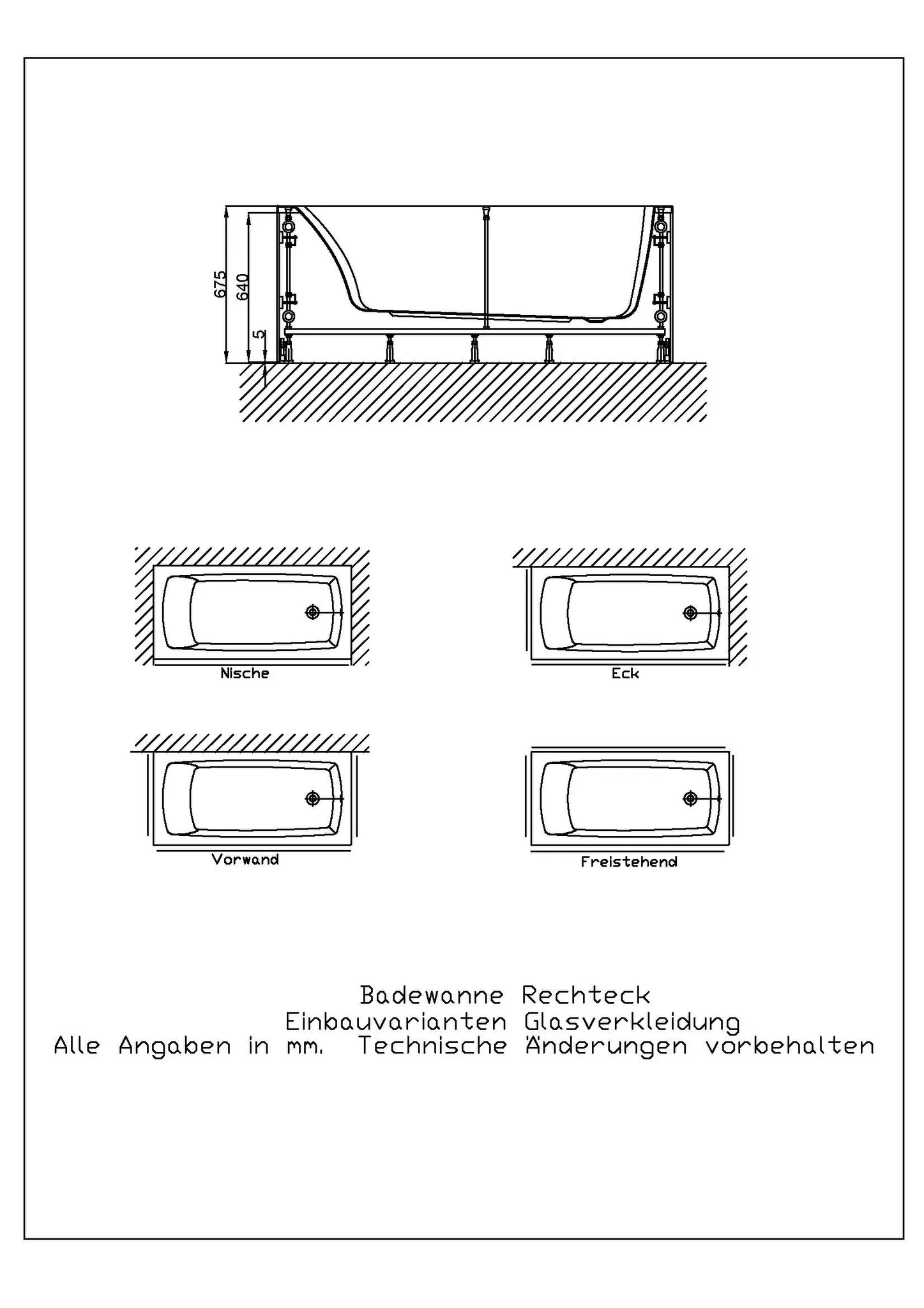 Hoesch Untergestell für Badewanne 168,5 × 73,5 cm