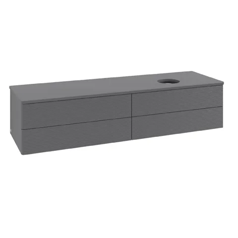 Villeroy & Boch Waschtischunterschrank „Antao“ 1600 × 360 × 500 mm Anthracite Matt Lacquer, für Becken rechts, ohne Beleuchtung Villeroy & Boch Waschtischunterschrank „Antao“ 1600 × 360 × 500 mm Anthracite Matt Lacquer, für Becken rechts, ohne Beleuchtung