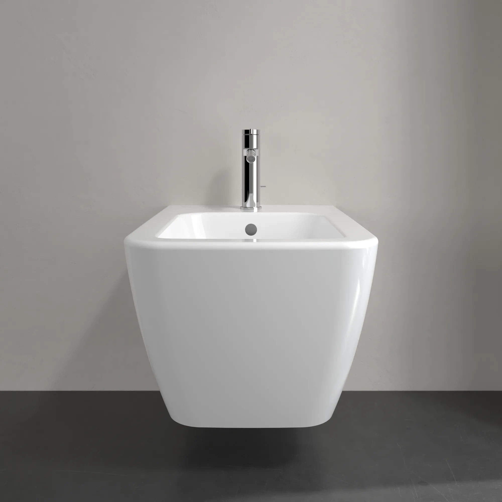 Villeroy & Boch Bidet „Finion“, Befestigung verdeckt, mit Hahnlochbohrung 375 × 320 × 560 mm in Weiß Alpin, mit CeramicPlus Villeroy & Boch Bidet „Finion“, Befestigung verdeckt, mit Hahnlochbohrung 375 × 320 × 560 mm in Weiß Alpin, mit CeramicPlus