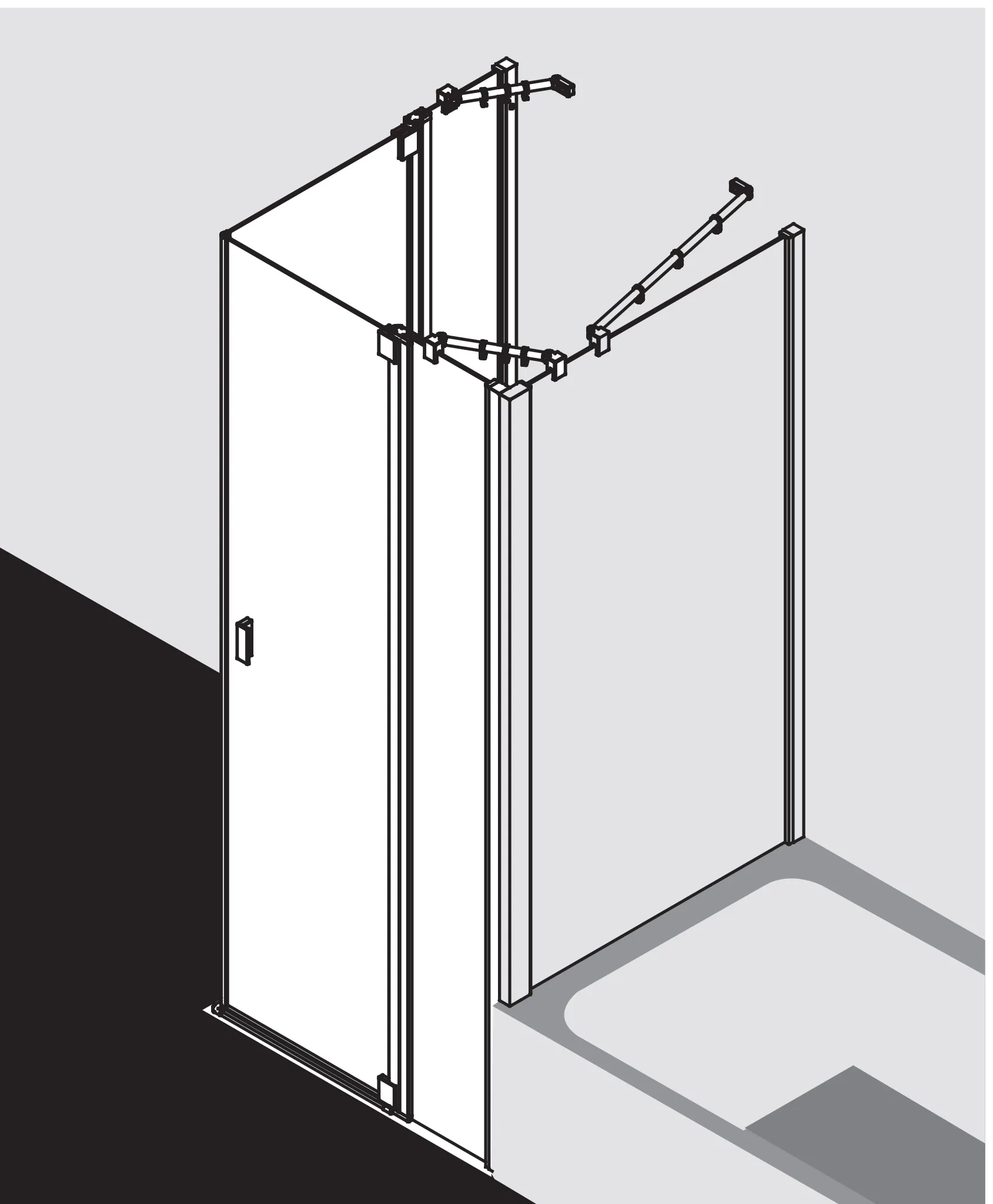 Kermi Duschtür Eckeinstieg 2-teilig Pendeltüren mit Festfeldern Halbteil rechts „RAYA“ Glas SR Opaco, Profile Silber Hochglanz, BV: 970 - 1000 mm GAK: 955 - 985 mm WE: 980 - 1010 mm H: 2000 mm Kermi Duschtür Eckeinstieg 2-teilig Pendeltüren mit Festfeldern Halbteil rechts „RAYA“ Glas SR Opaco, Profile Silber Hochglanz, BV: 970 - 1000 mm GAK: 955 - 985 mm WE: 980 - 1010 mm H: 2000 mm