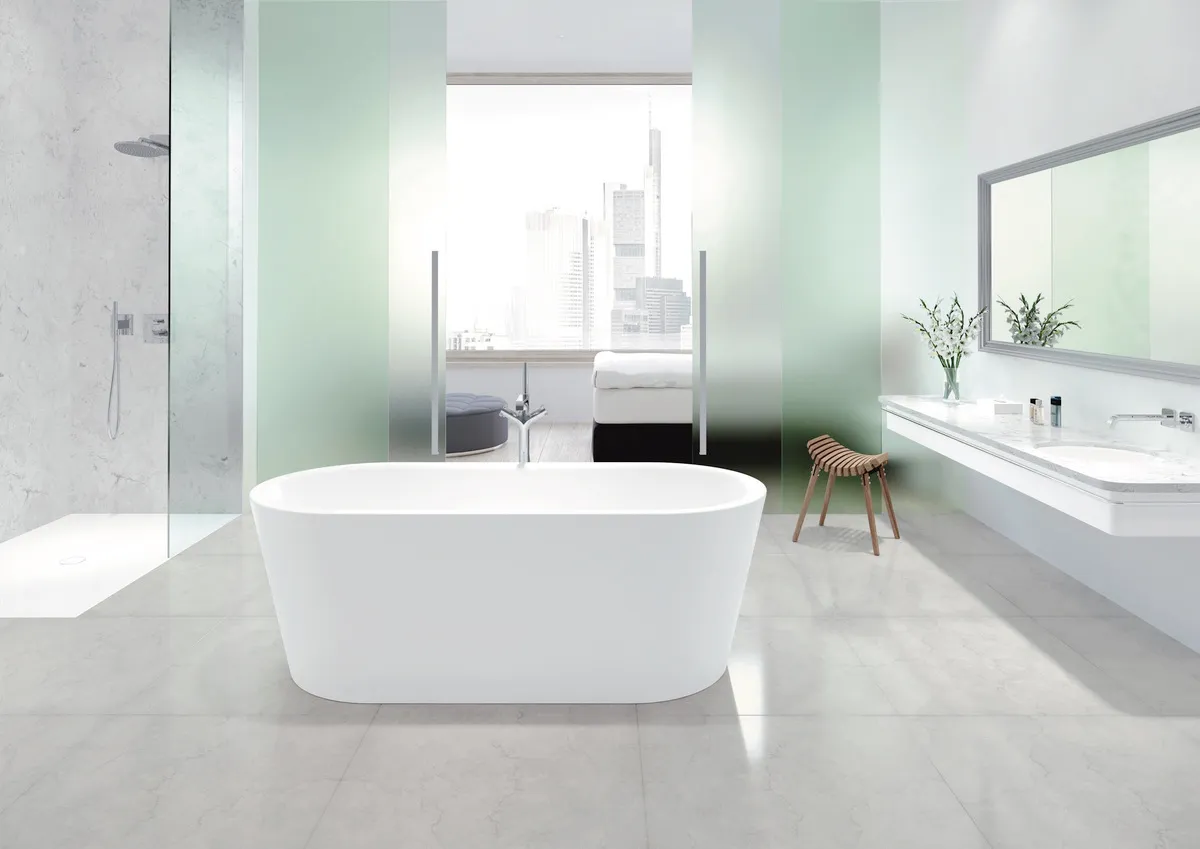 Kaldewei Badewanne „Meisterstück Classic Duo Oval“ vormontiert freistehend oval 170 × 75 cm, links