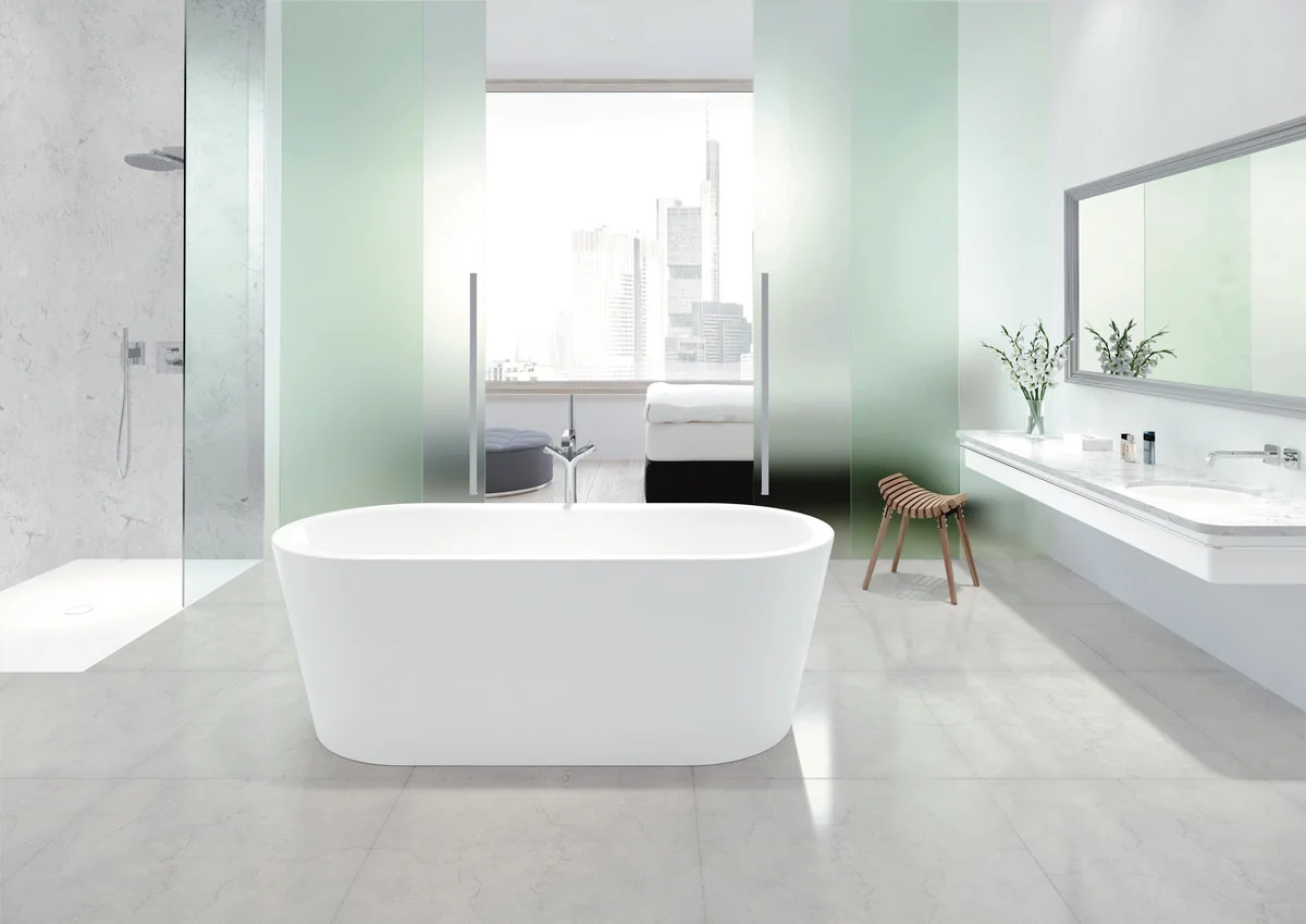 Kaldewei Badewanne „Meisterstück Classic Duo Oval“ vormontiert freistehend oval 170 × 75 cm, links