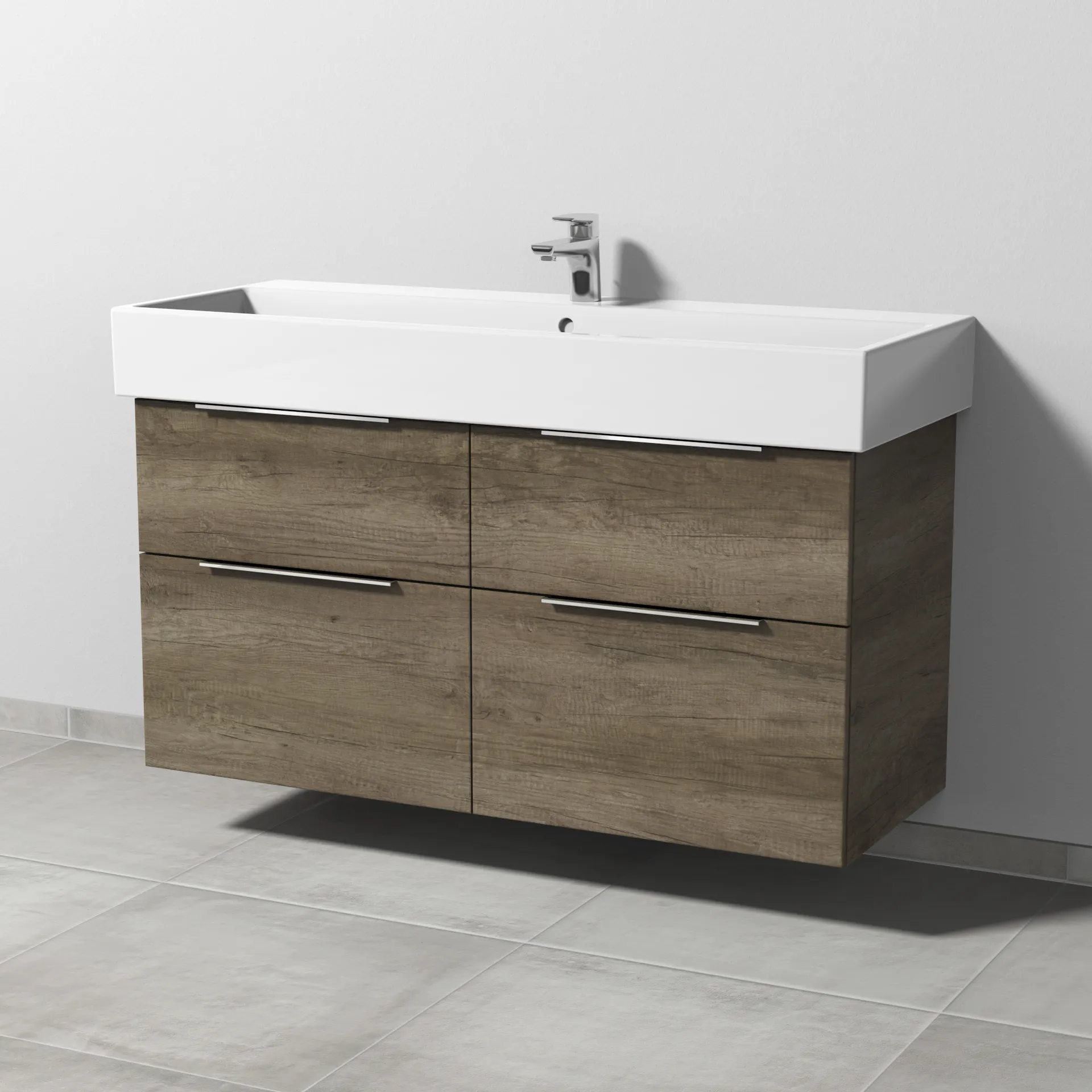 Sanipa Waschtischunterschrank „3way“ passend zu Keramik-Waschtische Vero Air von Duravit 1150 × 591 × 447 mm in Eiche Nebraska