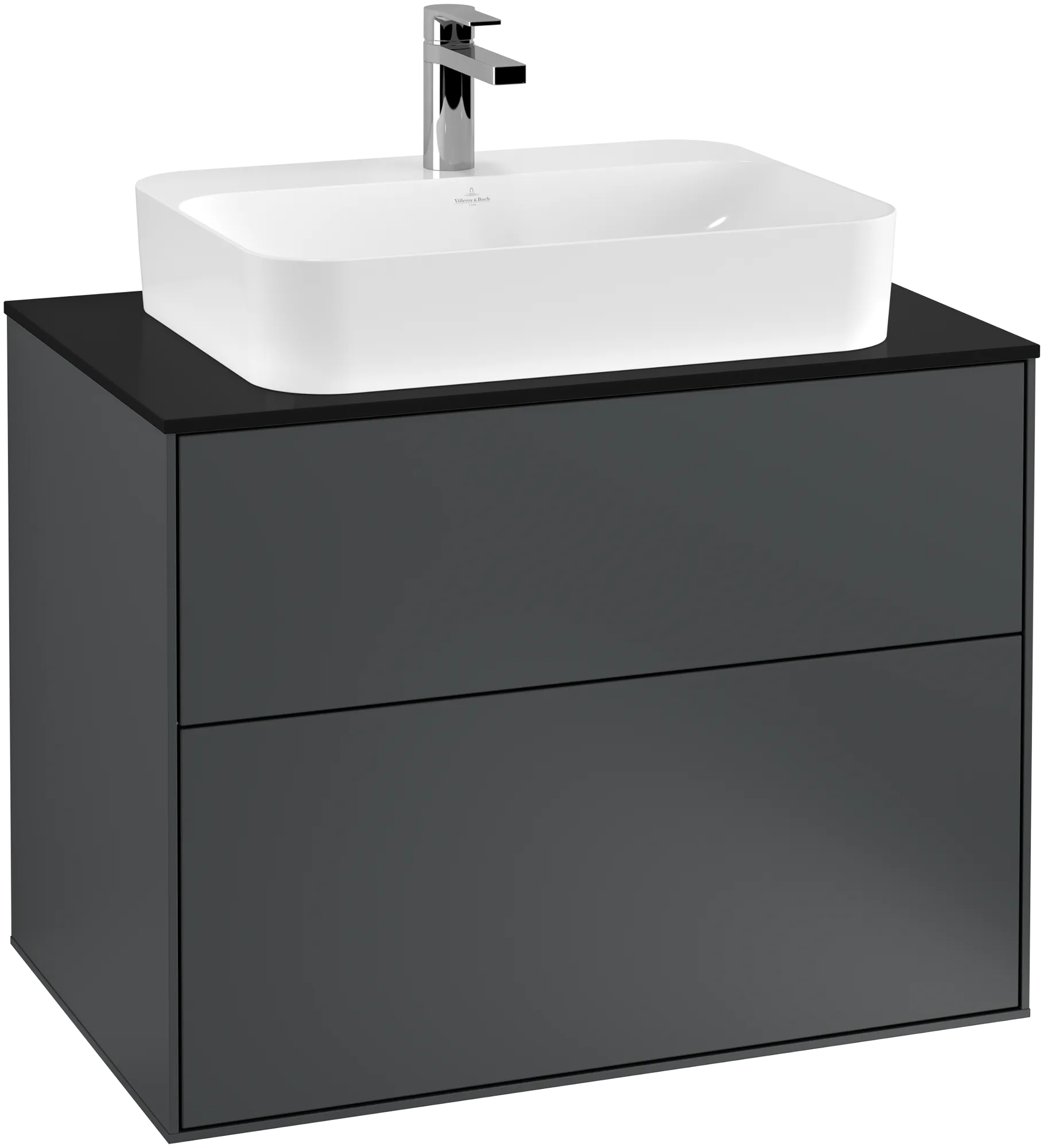 Villeroy & Boch Finion Waschbeckenunterschrank G34, 800 x 603 x 501 mm, Midnight Blue Matt Lacquer / Glass Black Matt
