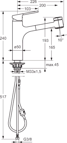 Hansa Einhand-Küchenarmatur „Ronda“ Ausladung 200 mm in chrom Hansa Einhand-Küchenarmatur „Ronda“ Ausladung 200 mm in chrom