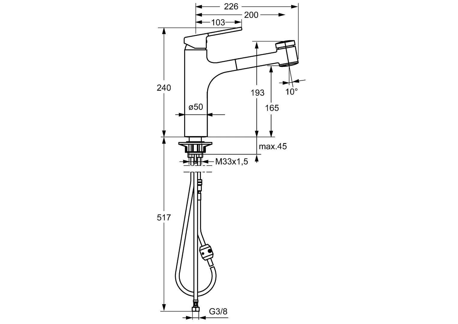HansaRONDA Einhebelmischer Küchenarmatur HansaRONDA 0338 2-strahlig Ausladung 200 mm DN15 Chrom HansaRONDA Einhebelmischer Küchenarmatur HansaRONDA 0338 2-strahlig Ausladung 200 mm DN15 Chrom
