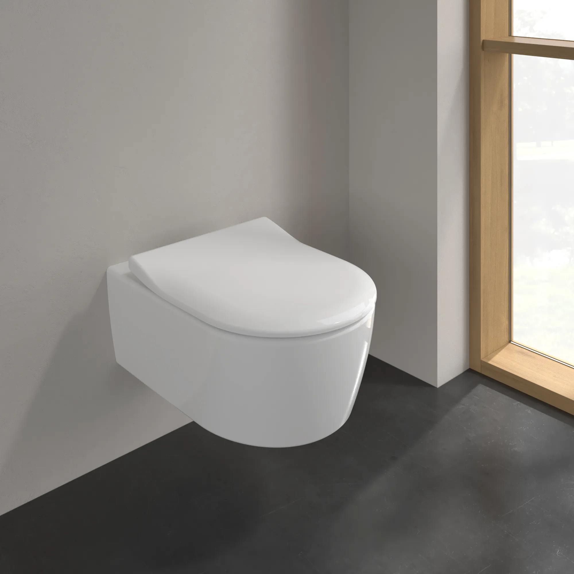 Wand-Tiefspül-WC Combi-Pack DirectFlush „Avento“ mit SlimSeat 37 × 31,5 cm in Weiß Alpin, ohne Spülrand Wand-Tiefspül-WC Combi-Pack DirectFlush „Avento“ mit SlimSeat 37 × 31,5 cm in Weiß Alpin, ohne Spülrand