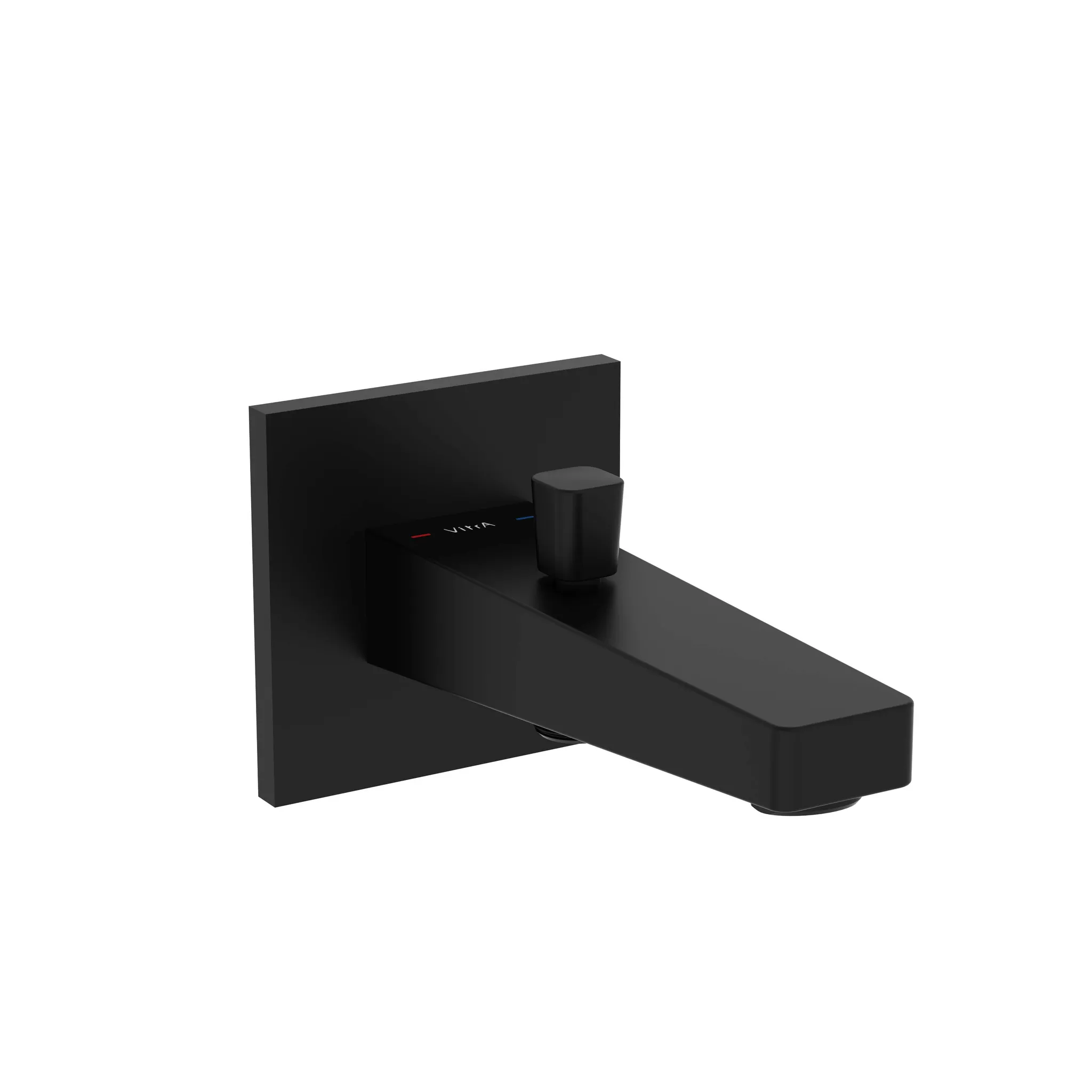 VitrA Flow Square Wanneneinlauf mit Brauseabgang, Aufputzmontage, 16 cm Ausladung, 163 mm Auslauf, Schwarz Matt