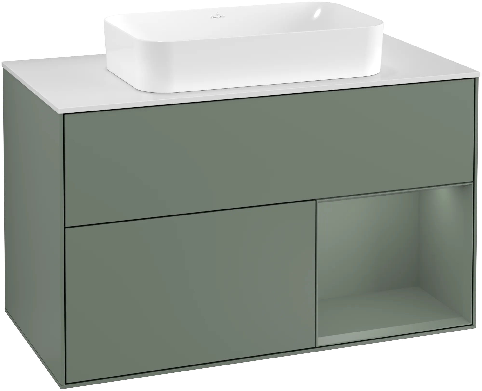 Villeroy & Boch Finion Waschbeckenunterschrank F25 1000x603x501mm Olive Matt/Glass White Matt