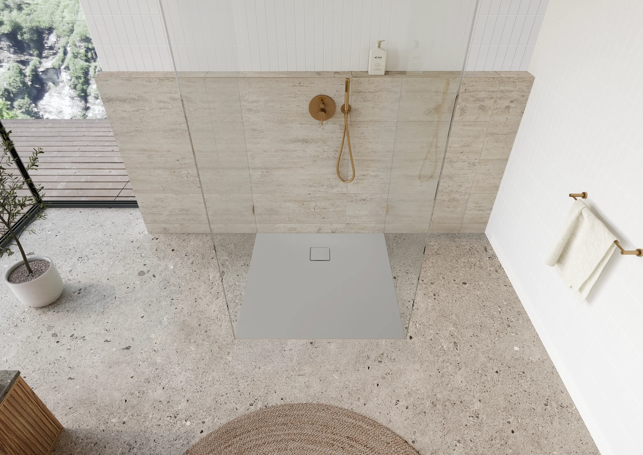 Kaldewei ALUVIA Duschfläche, 1000x1000 mm, warm grey 50, Invisible Grip, SolidLite