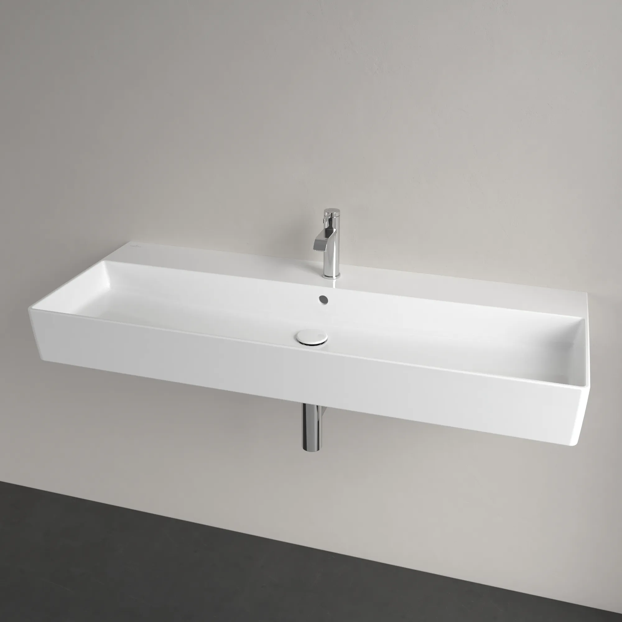 Villeroy & Boch Wandwaschbecken Memento 2.0, 1200x470x150 mm, glänzend weiß Alpin, TitanCeram, mit Überlauf, für 3-Loch-Armatur Villeroy & Boch Wandwaschbecken Memento 2.0, 1200x470x150 mm, glänzend weiß Alpin, TitanCeram, mit Überlauf, für 3-Loch-Armatur