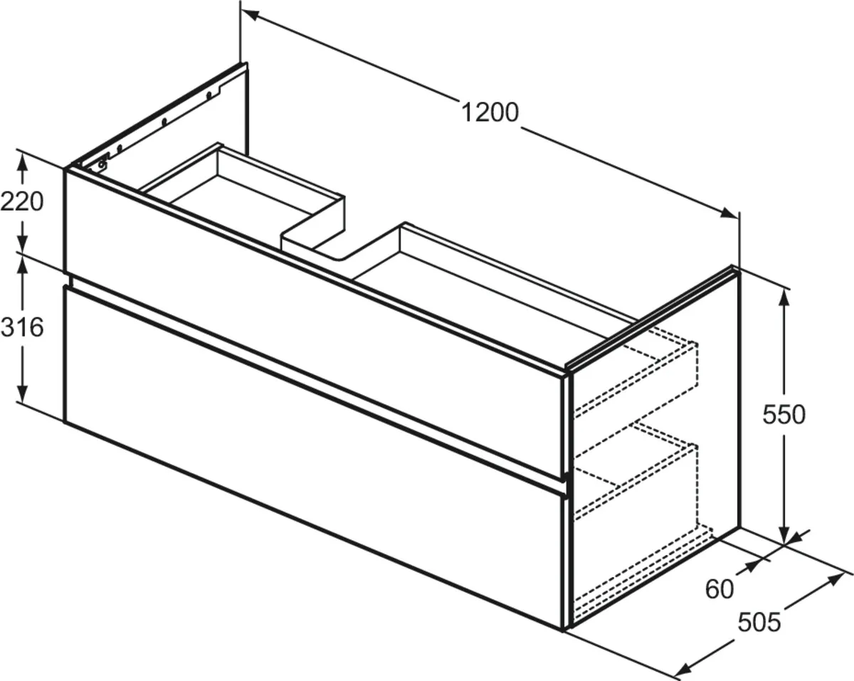 Ideal Standard Möbelwaschtischunterschrank Finesse 1200x505x550mm Greige matt Ideal Standard Möbelwaschtischunterschrank Finesse 1200x505x550mm Greige matt