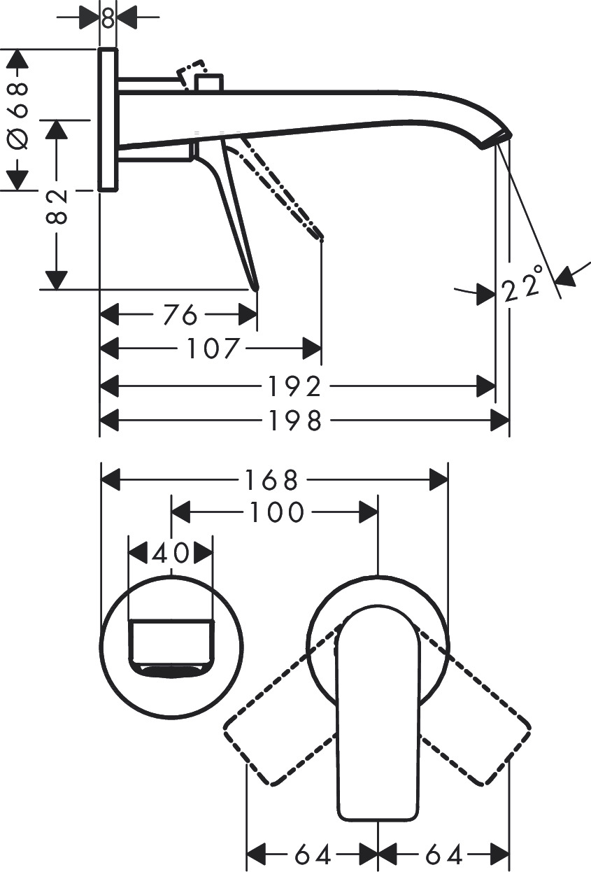 2-Loch Waschtischmischer Unterputz Vivenis F-Set 195 mm Auslauf chrom