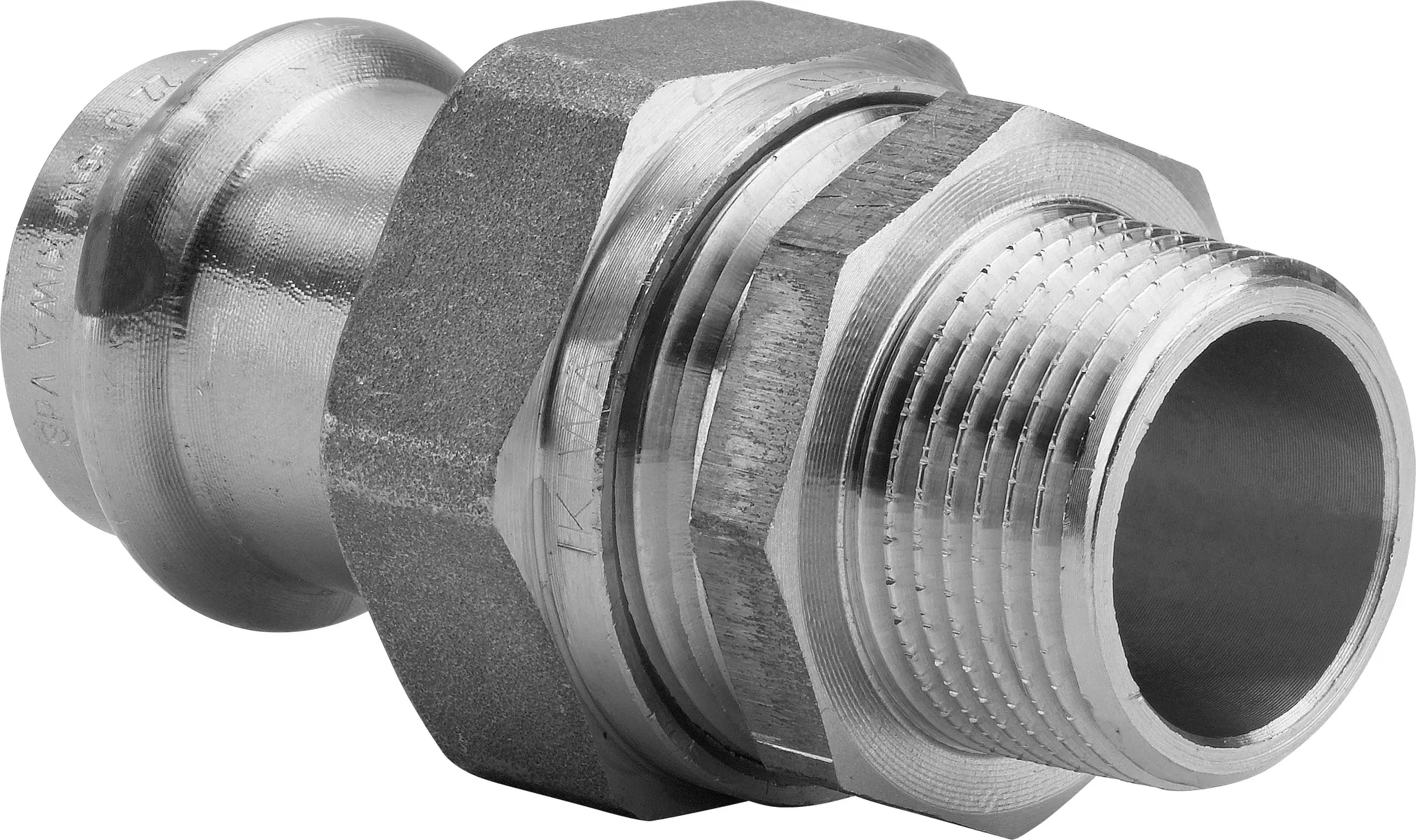 „Sanpress“ Übergangsverschraubung mit 1 Muffe auf Außengewinde 15 mm × 3/4″ „Sanpress“ Übergangsverschraubung mit 1 Muffe auf Außengewinde 15 mm × 3/4″