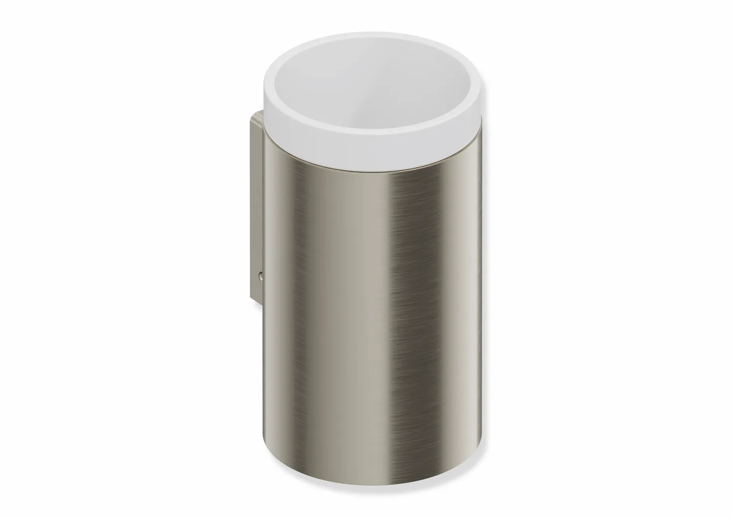 Becher mit Halter des Systems 162, Halter aus Edelstahl, PVD, Becher aus mattem Polyamid, weiß, in Farbe CK (messing glänzend)
