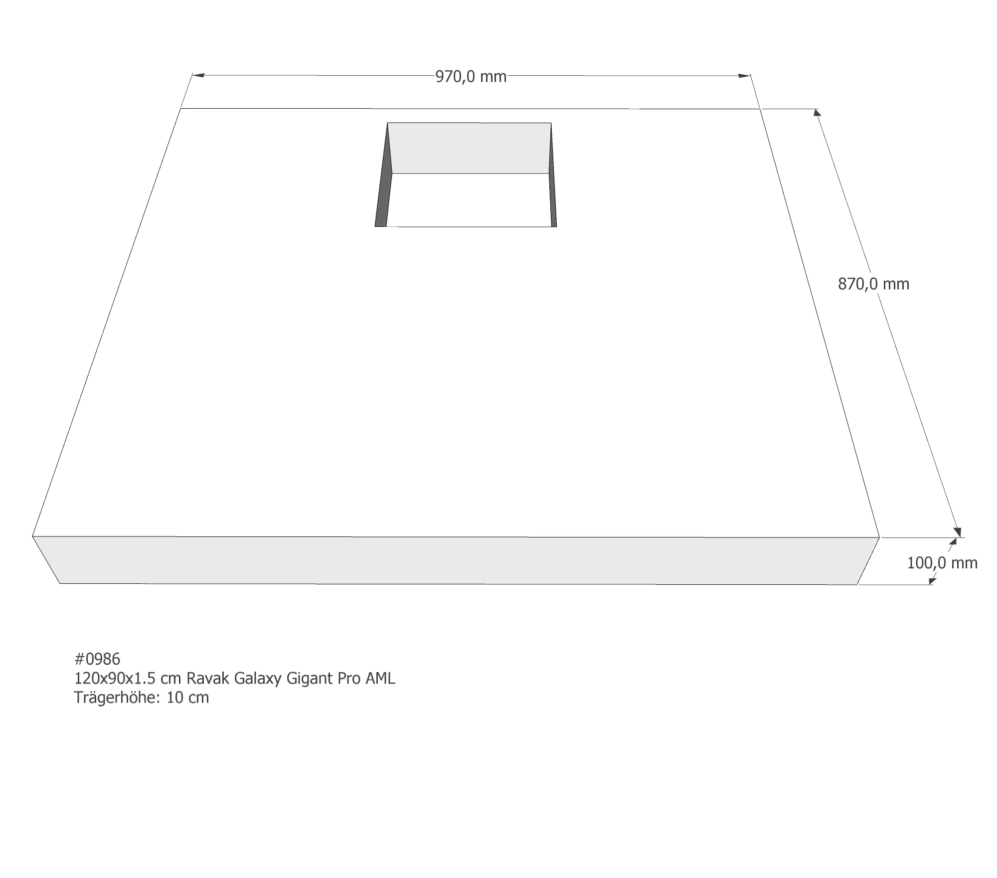 Duschwannenträger für Ravak Galaxy Gigant Pro 120 × 90 × 1,5 cm