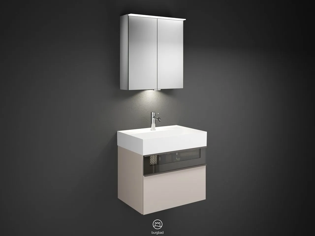 burgbad Yumo SFLA067 Badmöbelset Spiegelschrank mit Mineralguss-Waschtisch burgbad Yumo SFLA067 Badmöbelset Spiegelschrank mit Mineralguss-Waschtisch