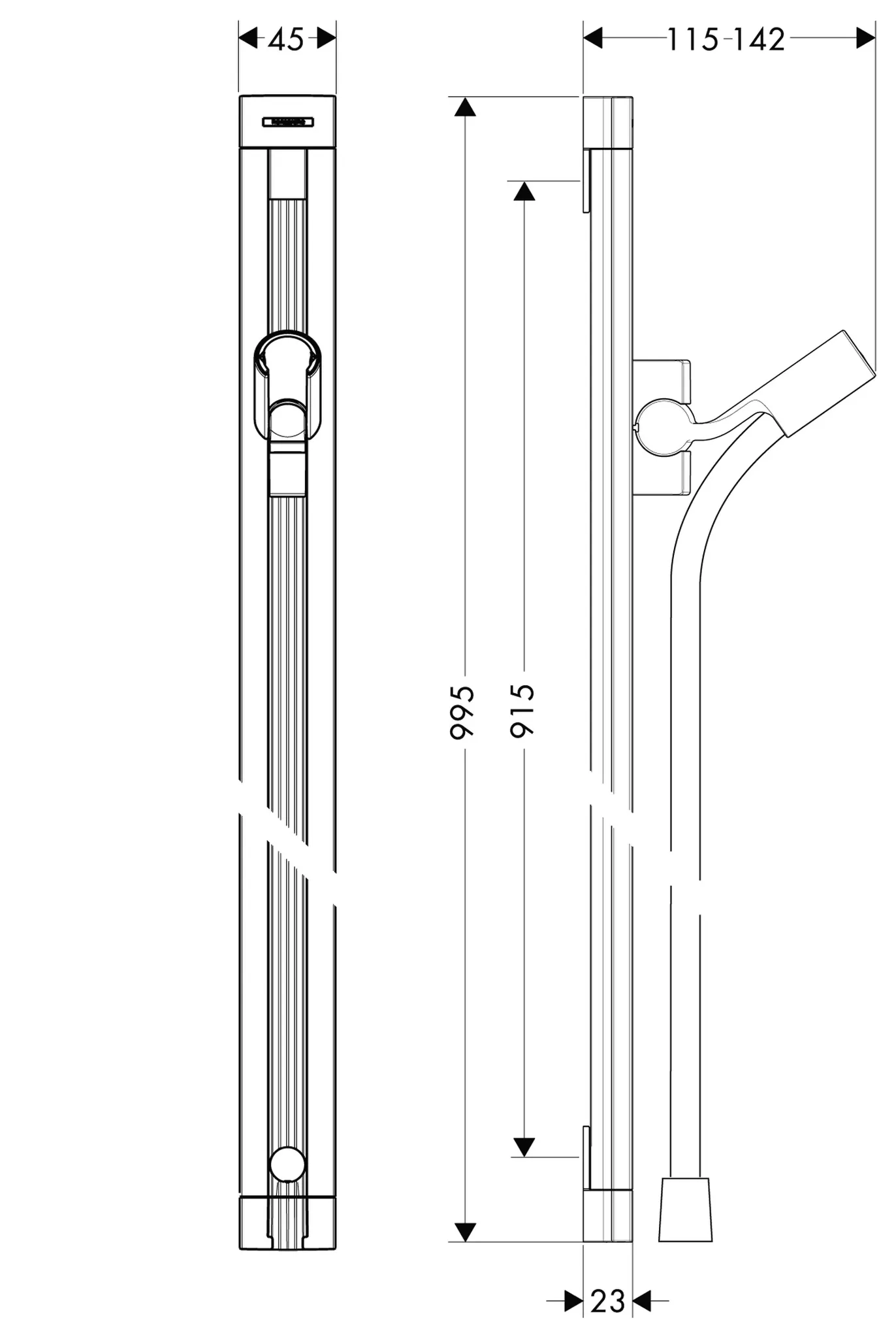 Brausenstange Raindance Unica'S 900mm chrom Brausenstange Raindance Unica'S 900mm chrom