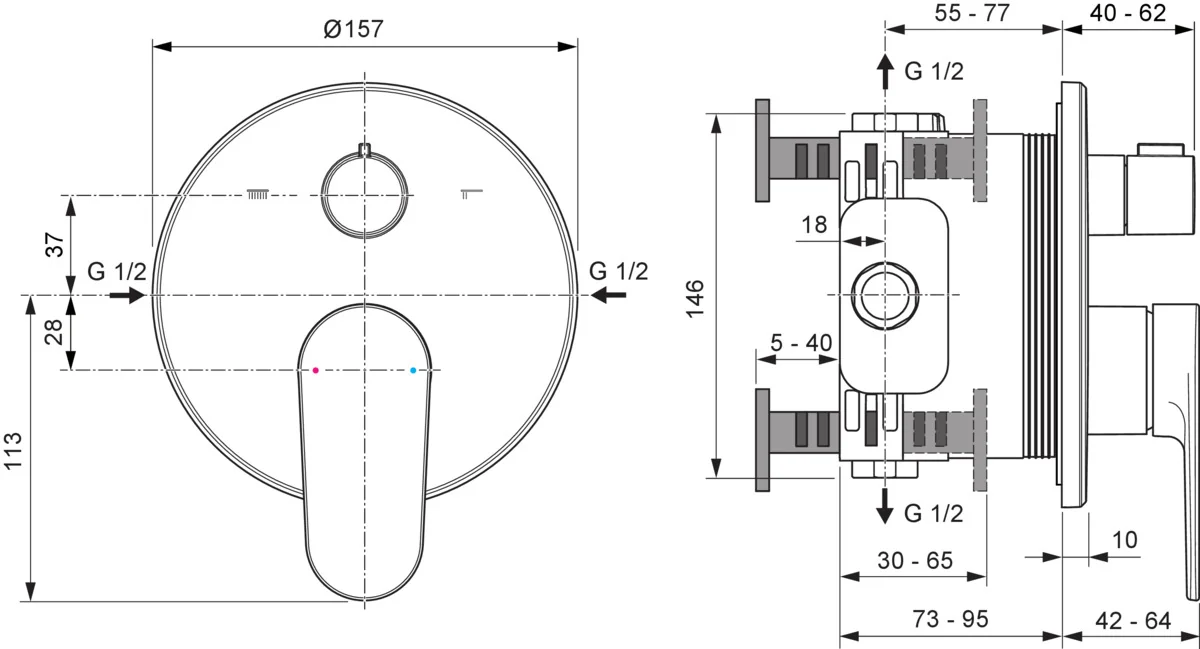 Ideal Standard Cerafine O Nuovo Unterputz-Badarmatur Chrom Ideal Standard Cerafine O Nuovo Unterputz-Badarmatur Chrom