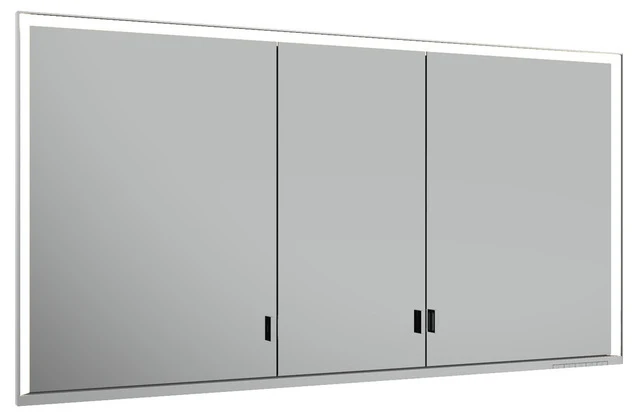 KEUCO Wandeinbau Spiegelschrank mit verdecktem Ablagefach „Royal Lumos“ in Silber (eloxiert), Unterputz, mit Steckdosen, ohne Spiegelheizung 1400 × 735 × 165 mm