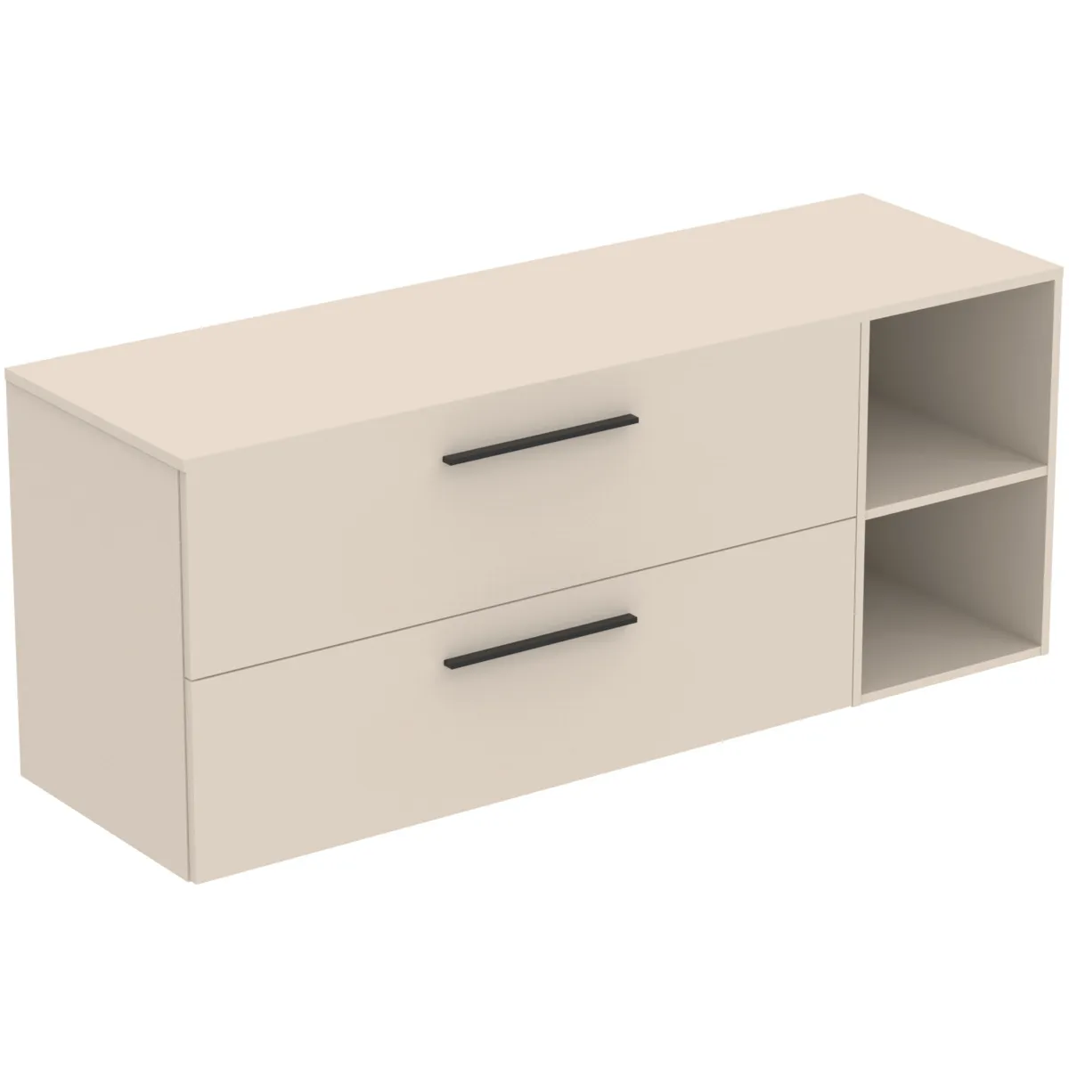 Ideal Standard i.life B 160cm Möbel-Set 2 Auszüge 2 offene Fächer Griff Schwarz Sandbeige matt