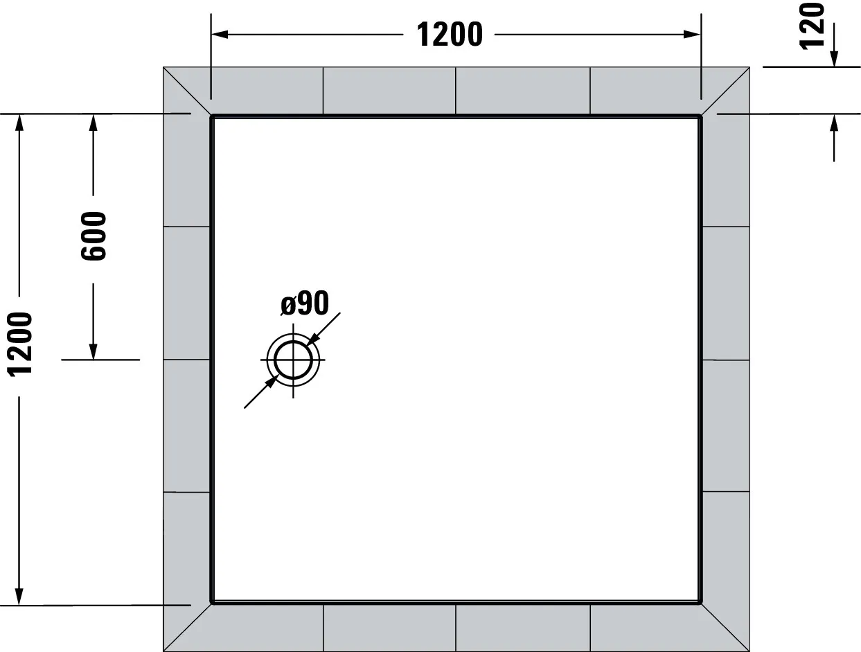 Duravit quadrat Duschwanne „Tempano“ 120 × 120 cm ohne Antislip