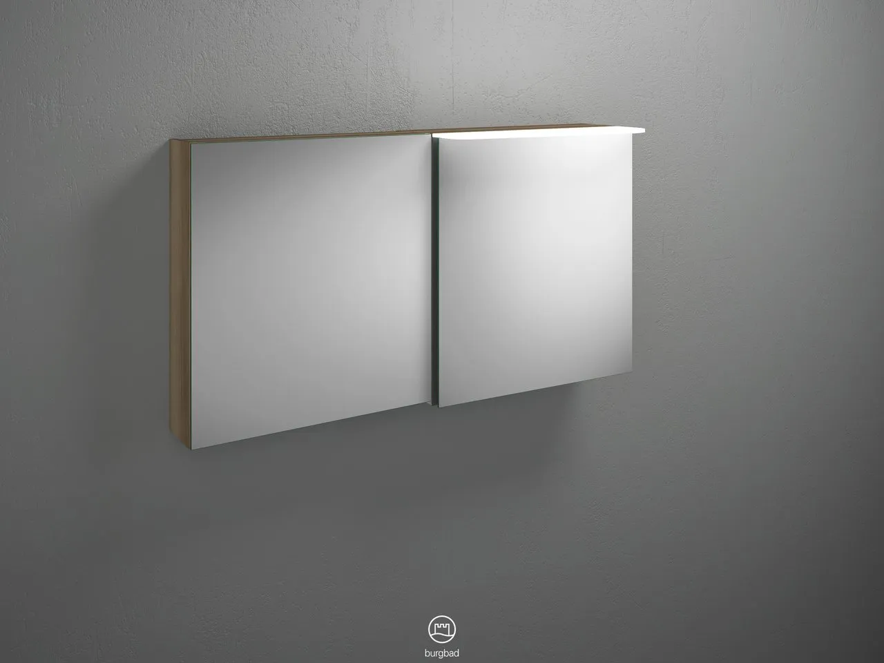 Burgbad Spiegelschrank Badu SFTV120, 310x1200x665 mm, LED-Aufsatzleuchte 4200 K, beidseitig verspiegelt