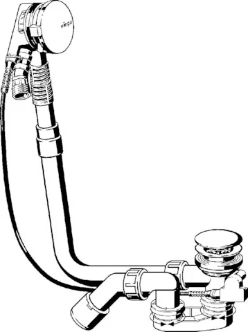 Viega Ab- und Überlaufgarnitur mit Zulauffunktion Modell 6161.60 „Multiplex Trio“ 6161.60 in 725 mm × DN40 / 50 verchromt 11 cm