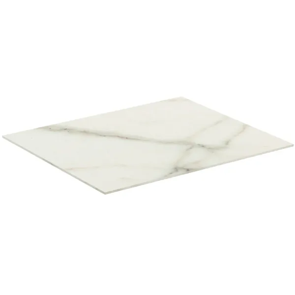 Waschtischplatte Conca, aus Keramik, 602x505x6mm, Marmor Noir Desir