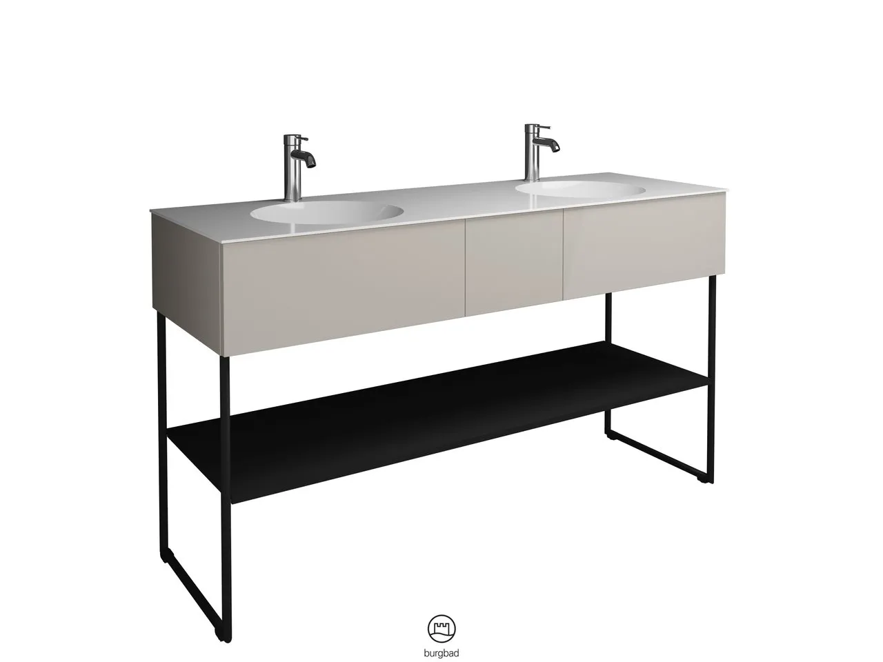 burgbad Coco HGL Mineralguss-Waschtisch inkl. Waschtischunterschrank, 505x1506x870mm