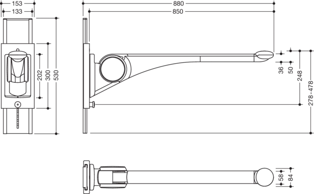 HEWI Stützklappgriff „Serie 802 LifeSystem“