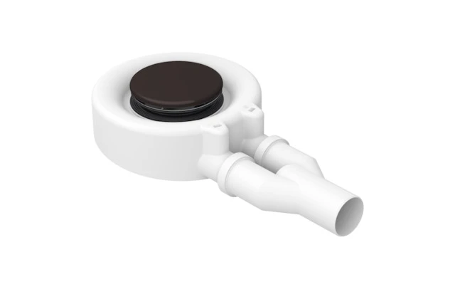 Bette Ablaufgarnitur BetteScope DW anthracite, seitlich, Ab- und Überlauf, 0,85 l/s, 370x210x80 mm, Kunststoff, glasierter Titan-Stahl