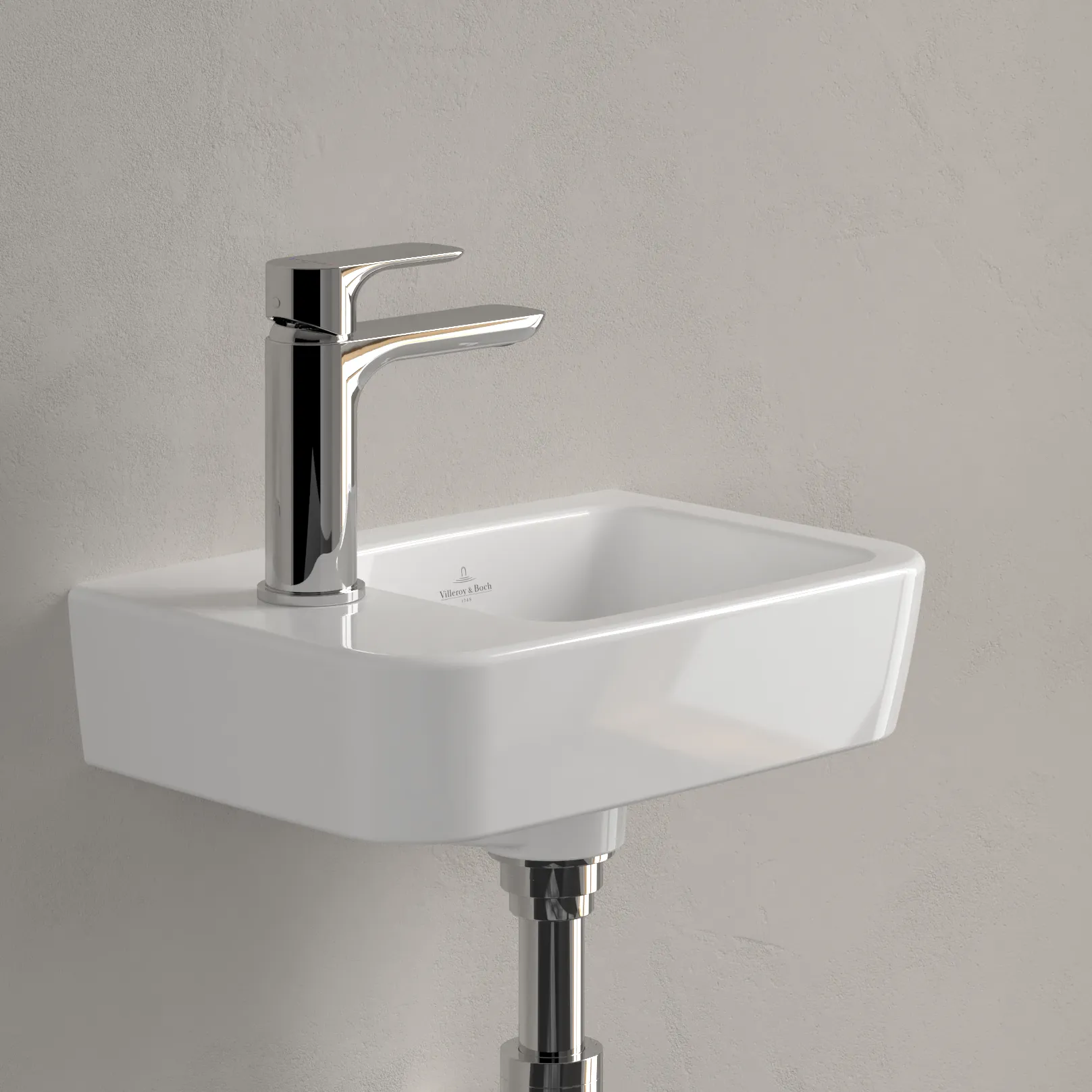 Villeroy & Boch Handwaschbecken „O.novo“ Compact 360 × 250 × 145 mm, Hahnlochposition links, für Becken rechts, mit Hahnlochbohrung in Weiß Alpin Villeroy & Boch Handwaschbecken „O.novo“ Compact 360 × 250 × 145 mm, Hahnlochposition links, für Becken rechts, mit Hahnlochbohrung in Weiß Alpin