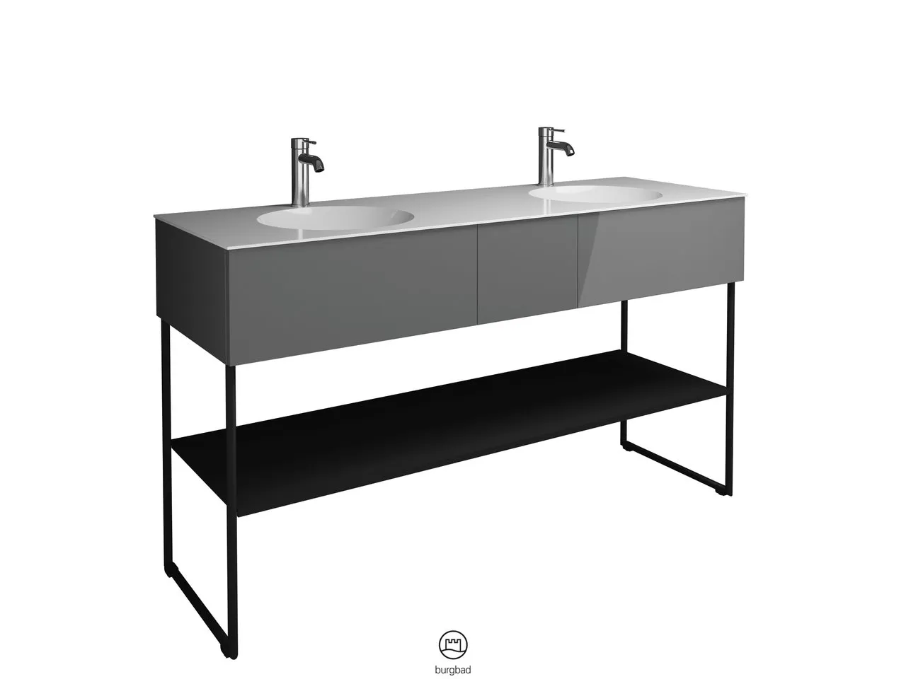 burgbad Coco HGL Mineralguss-Waschtisch inkl. Waschtischunterschrank, 505x1506x870mm