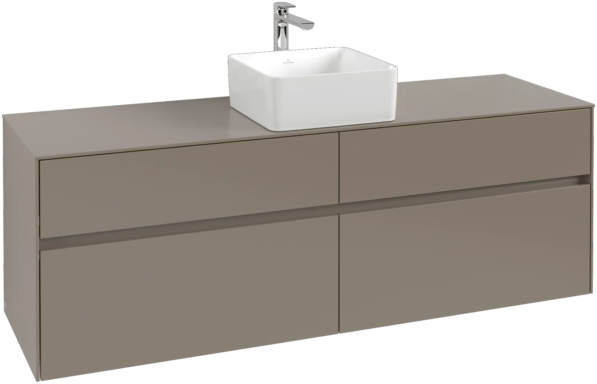Villeroy & Boch Waschtischunterschrank „Collaro“ 1600 × 548 × 500 mm Soft Green, mit Beleuchtung, für Becken mittig