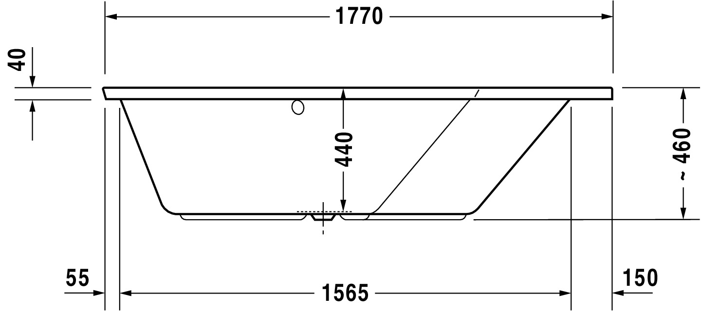 Duravit Whirlwanne „Paiova 5“ fünfeck 177 × 130 cm, rechts 