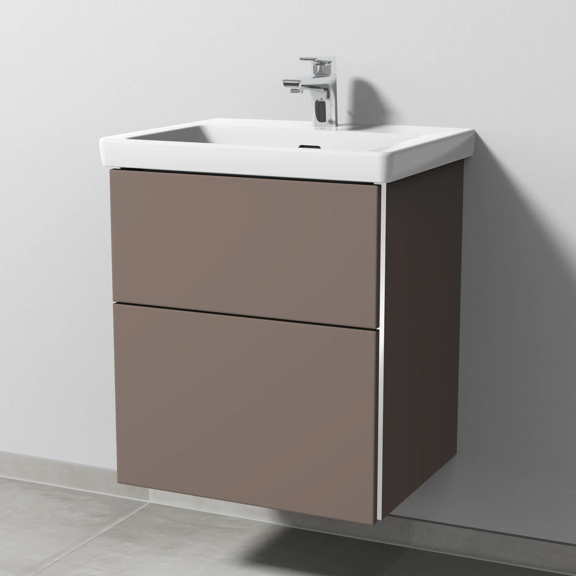 Sanipa Waschtischunterschrank „3way“ 507 × 588 × 432 mm in Taupe (matt), Becken mittig