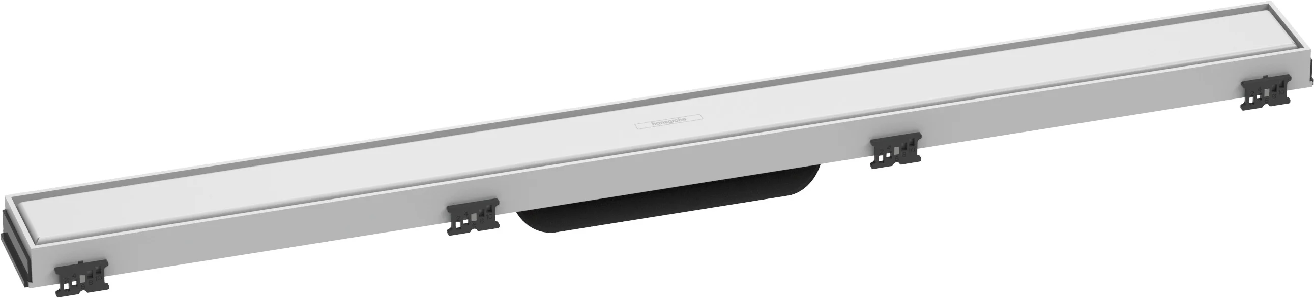 Hansgrohe RainDrain Match Duschrinne 800 mm, höhenverstellbarer Rahmen, Edelstahl V2A, Mattweiß