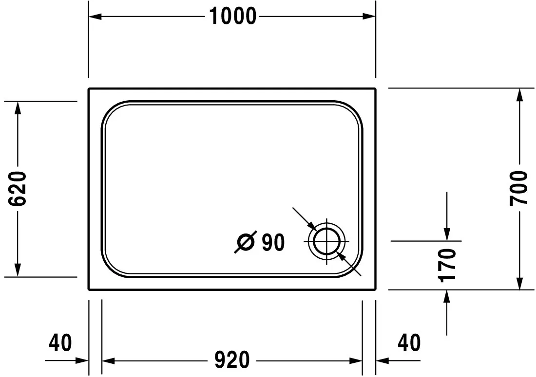 Duravit rechteck Duschwanne „D-Code“ 100 × 70 cm 