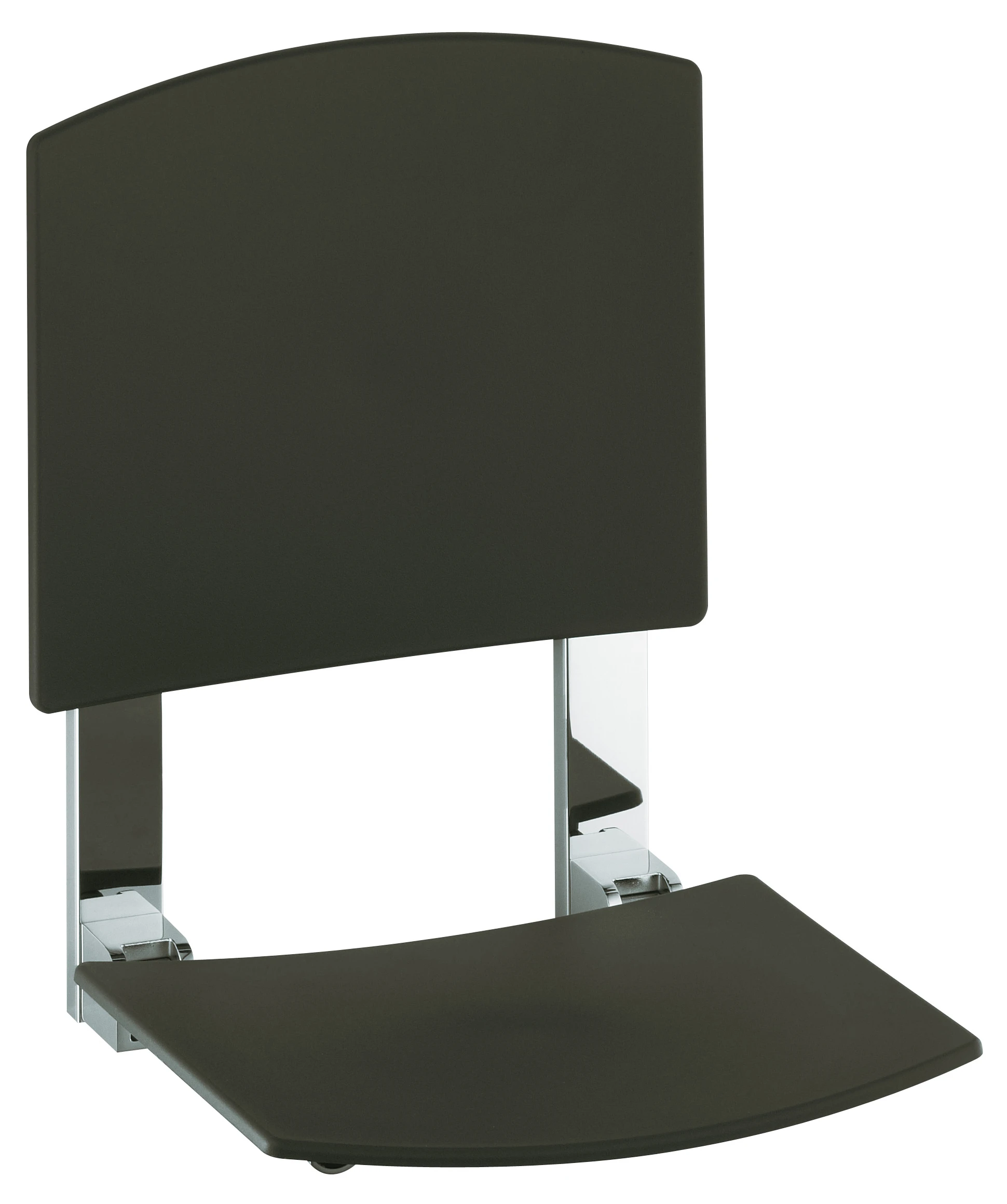 Klappsitz mit Rückenlehne für Wandmontage „Plan Care“ in Silber (eloxiert) Klappsitz mit Rückenlehne für Wandmontage „Plan Care“ in Silber (eloxiert)