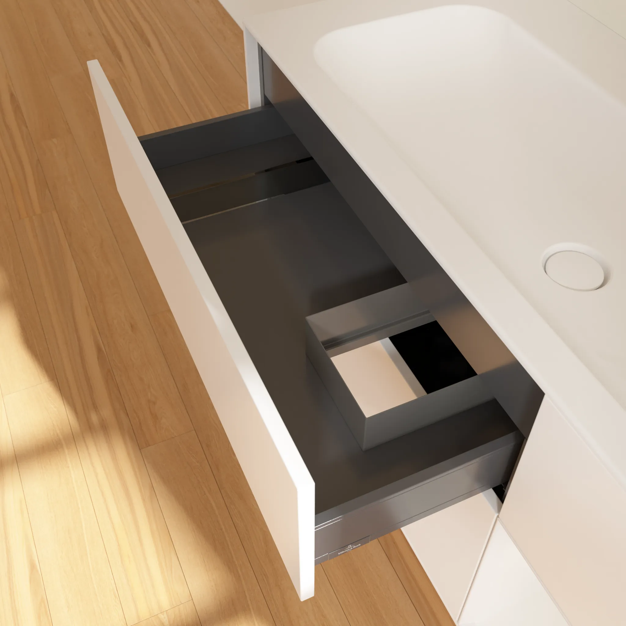 Villeroy & Boch Waschtischunterschrank „Finion“ für Schrankwaschtisch 1196 × 591 × 498 mm White Matt Lacquer, für Becken mittig Villeroy & Boch Waschtischunterschrank „Finion“ für Schrankwaschtisch 1196 × 591 × 498 mm White Matt Lacquer, für Becken mittig