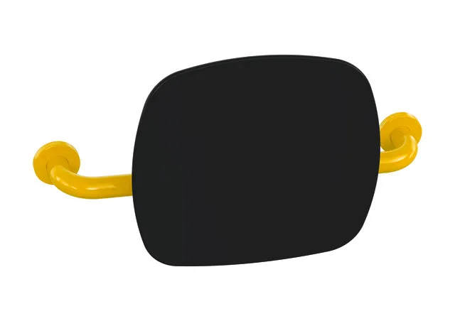 Rückenstütze, Polyamid, hochglänzend, Lehne aus Kunststoff in Farbe 90 (Tiefschwarz), Breite 435 mm bis 535 mm, Tiefe 150 mm, Lehne 334 mm hoch und 370 mm breit, Stangendurchmesser 33 mm, Montage an der Wand mit Rosetten, in Farbe 99 Rückenstütze, Polyamid, hochglänzend, Lehne aus Kunststoff in Farbe 90 (Tiefschwarz), Breite 435 mm bis 535 mm, Tiefe 150 mm, Lehne 334 mm hoch und 370 mm breit, Stangendurchmesser 33 mm, Montage an der Wand mit Rosetten, in Farbe 99