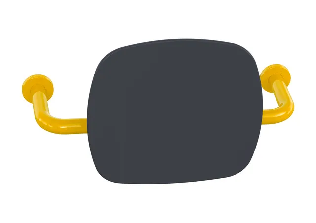 Rückenstütze, Polyamid, hochglänzend, Lehne aus Kunststoff in Farbe 92 (Anthrazitgrau), B: 435 mm bis 535 mm, T: 230 mm, Lehne 334 mm hoch und 370 mm breit, Stangendurchmesser 33 mm, Montage an der Wand mit Rosetten, in Farbe 99 (Reinweiß)
