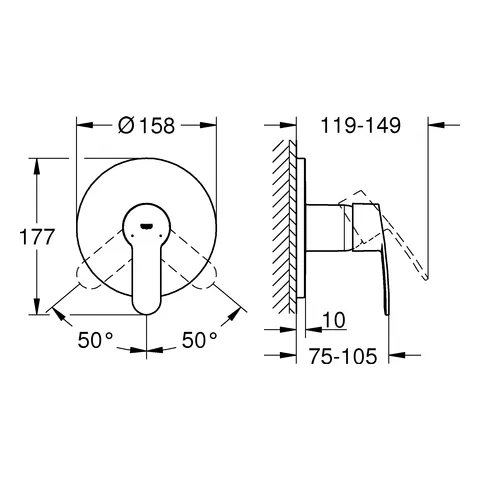 Grohe Eurostyle Cosmopolitan Einhand-Brausebatterie Fertigmontageset für Rapido SmartBox chrom Grohe Eurostyle Cosmopolitan Einhand-Brausebatterie Fertigmontageset für Rapido SmartBox chrom