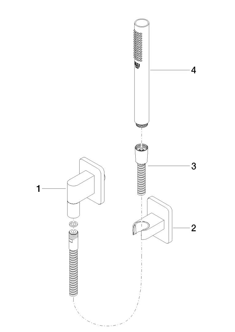 Schlauchbrausegarnitur mit Einzelrosetten LULU Chrom 27808710 Schlauchbrausegarnitur mit Einzelrosetten LULU Chrom 27808710
