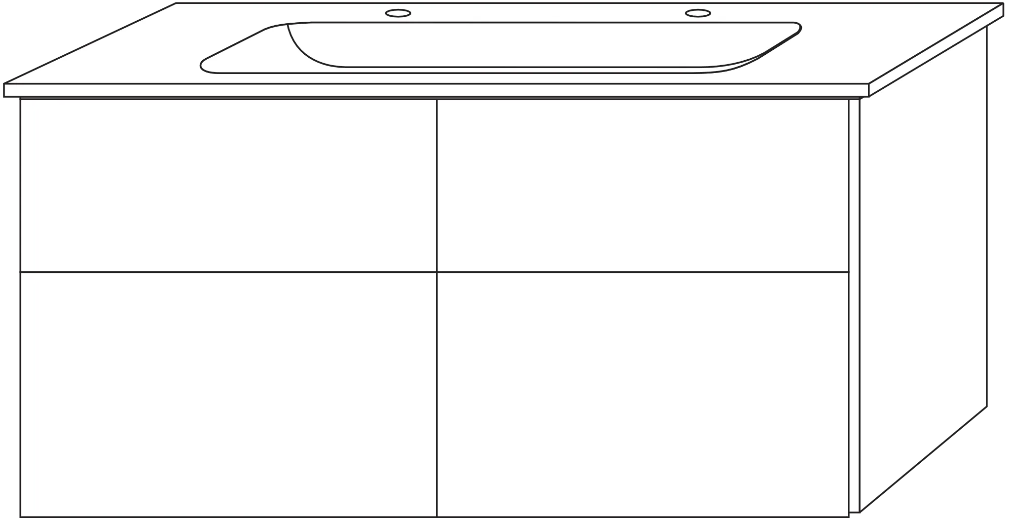 Sanipa Keramik-Waschtisch-Set mit Waschtischunterschrank „3way“ 117 × 46 × 58,2 cm in Linde-Hell, mittig