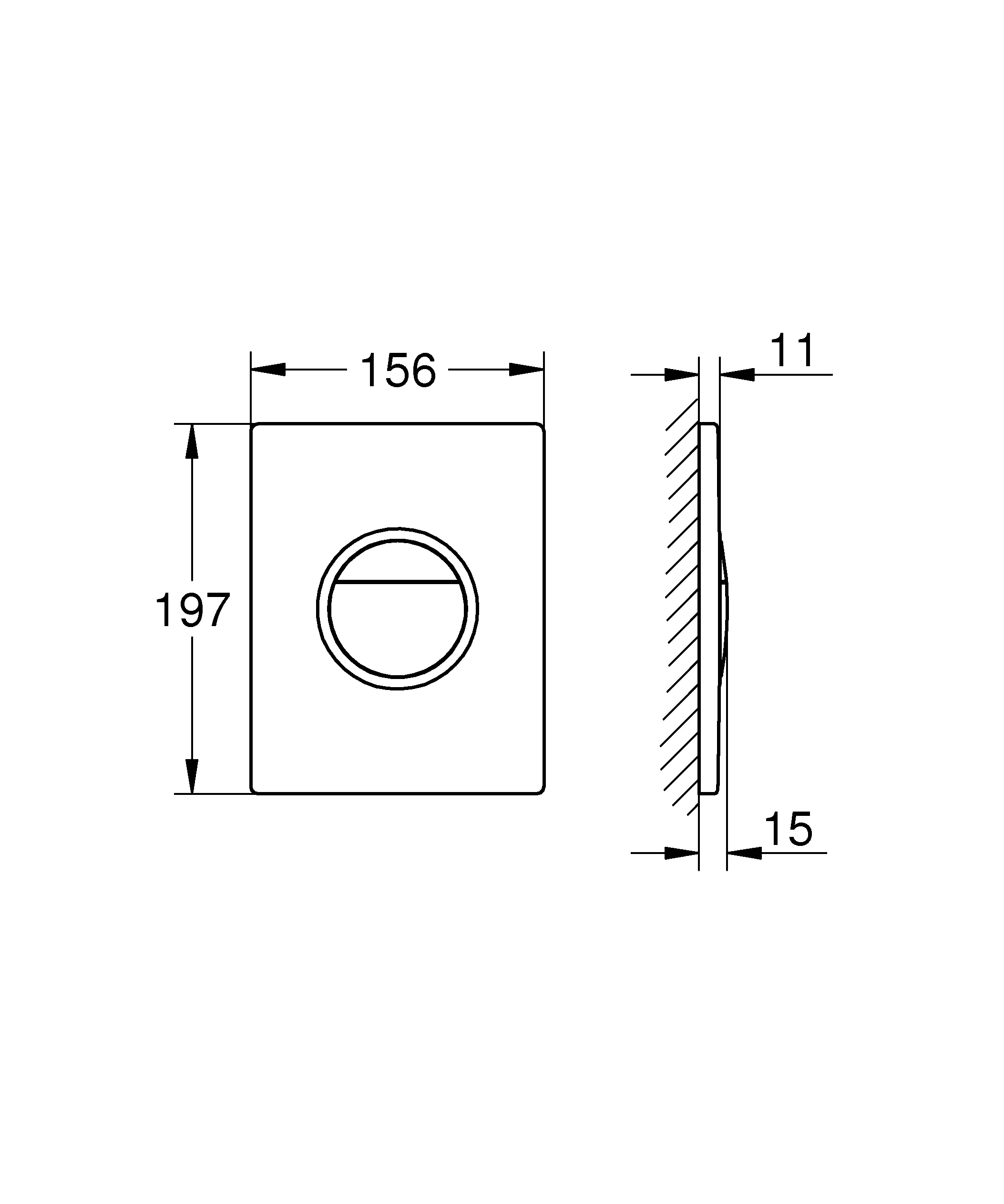 WC-Betätigung Nova Cosmopolitan Light 39972, für 2-Mengen- und Start & Stopp-Betätigung, mit LED, senkrechte und waagerechte Montage, chrom