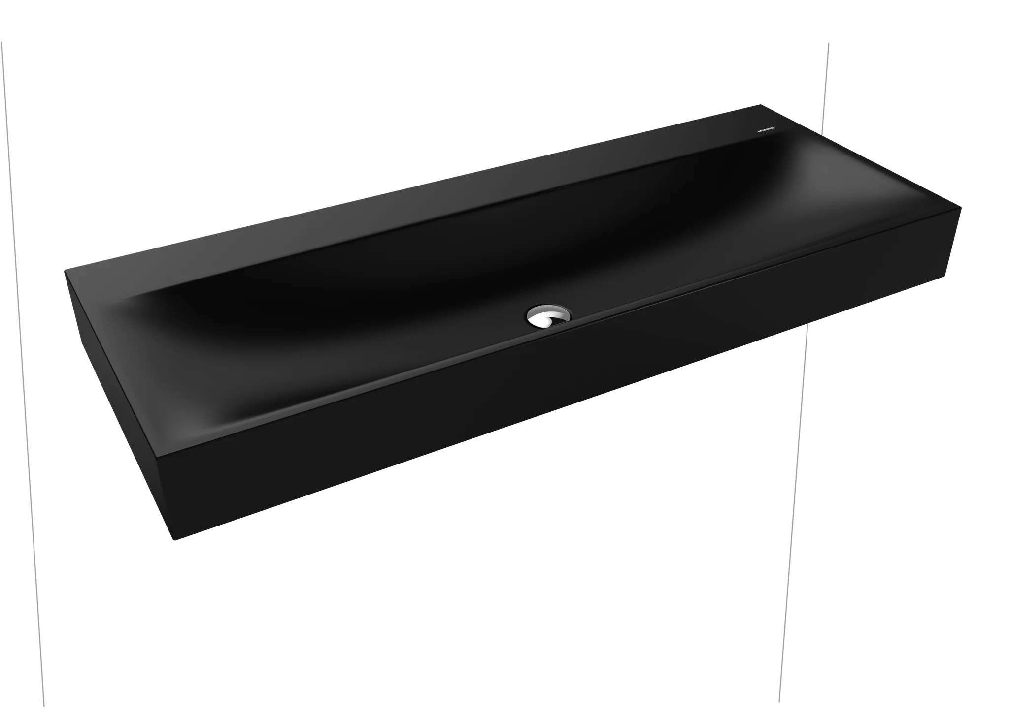 Kaldewei SILENIO Wandwaschtisch, schwarz matt 100, Perl-Effekt, 1200x460 mm, Randhöhe 120 mm, mit Überlauf, 1x 1er Hahnlochbohrung