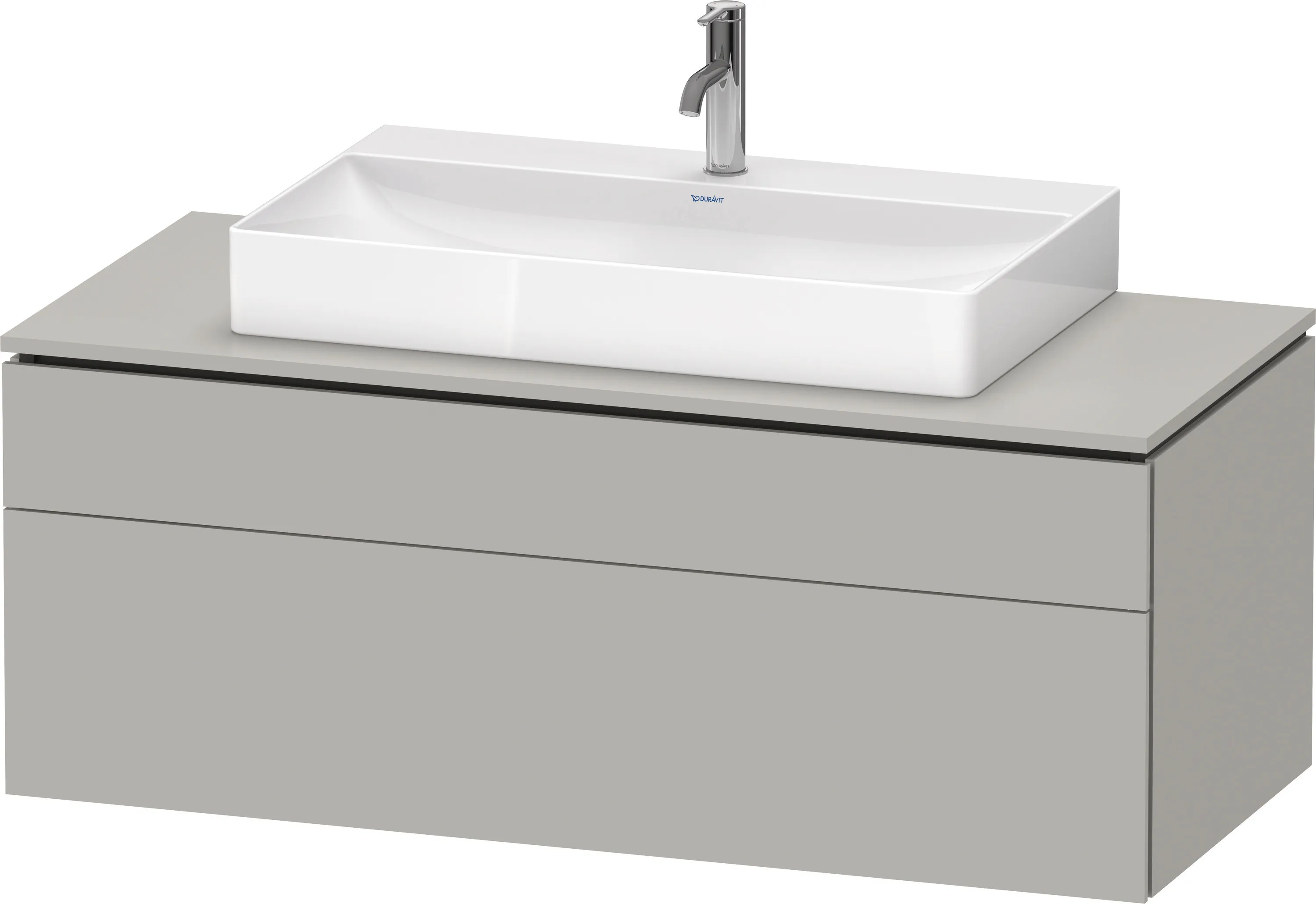 Duravit Waschtischunterschrank wandhängend „L-Cube“ 122 × 48,2 × 55 cm Betongrau Matt, mittig